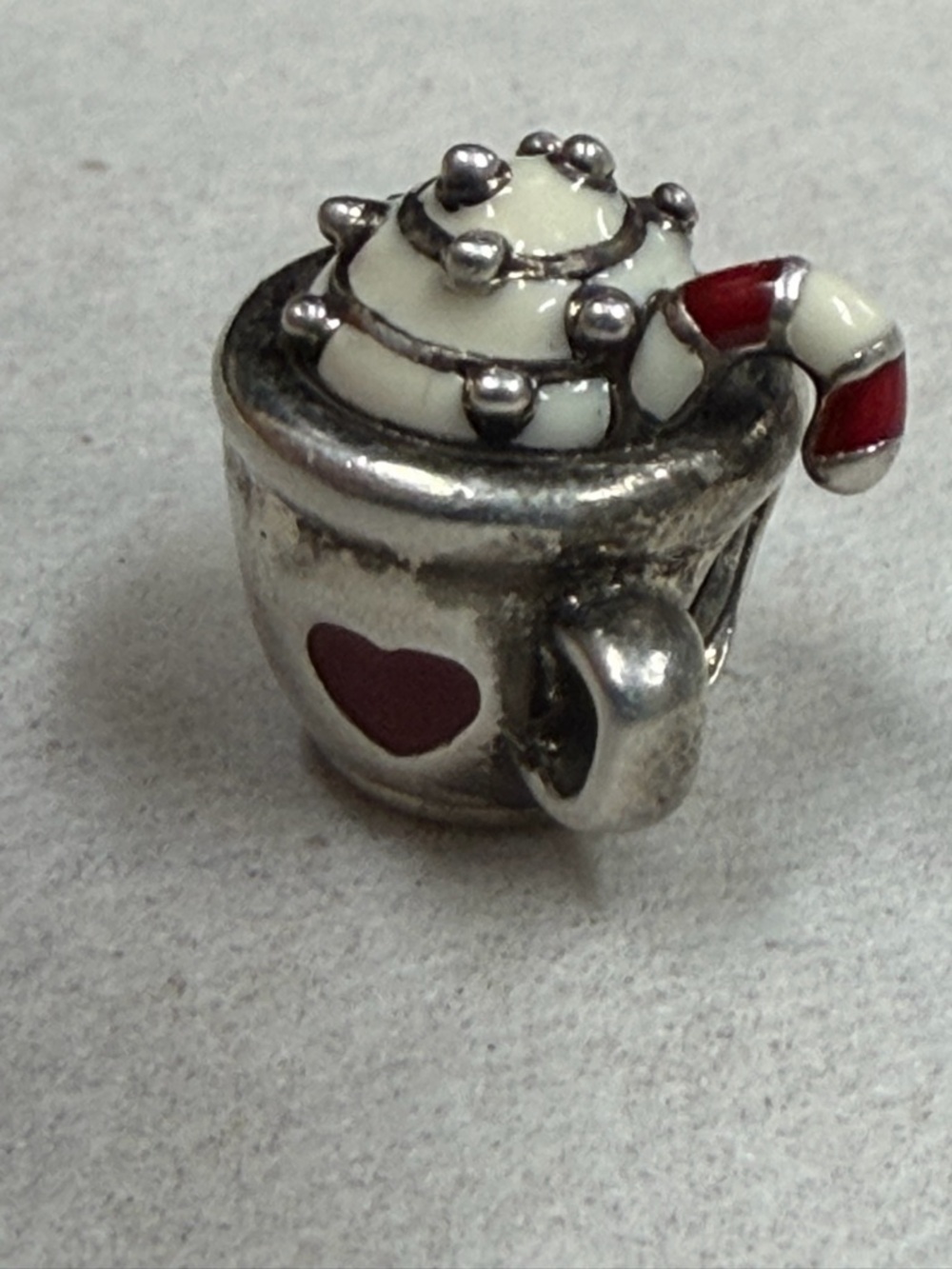 Authentic Pandora Christmas Cocoa and Candy Cane Charm Silver